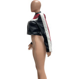 Splicing locomotive jacket leather jacket (including lining)