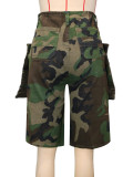 Trendy and cool multi pocket camouflage work pants straight leg loose casual pants