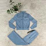Autumn/Winter Multi-Pocket Embroidered Letter Zipper Sweatshirt Jogger Pants