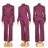 Autumn/Winter Multi-Pocket Embroidered Letter Zipper Sweatshirt Jogger Pants
