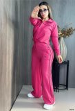 Autumn/Winter Multi-Pocket Embroidered Letter Zipper Sweatshirt Jogger Pants