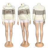 Loose High Neck Half-zip Knit Sweater