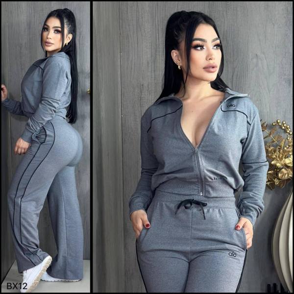 Autumn/Winter Multi-Pocket Embroidered Letter Zipper Sweatshirt Jogger Pants