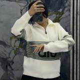 Loose High Neck Half-zip Knit Sweater