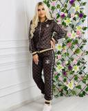Casual Women's Sports Printed Ribbed Two Piece Pant Set