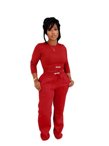 Fashion casual hoodie set for autumn and winter, solid color, comfortable sportswear