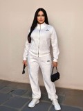 Fashion Embroidered Embossed Long Sleeve Zipper Tracksuit Pant Set