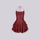 Sleeveless backless sexy suspender sequin short skirt nightclub spicy girl dress