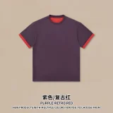 230G Retro Two-Tone Short-Sleeved T-Shirt for Men, Commuting American Style, Unisex Colorblock Layering Top