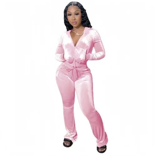 Fashionable and casual five line Korean fleece hooded cardigan, two pieces