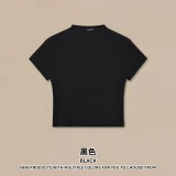 Spicy girl 260G short sleeved small high neck dopamine elastic T-shirt, women's inner layer bottom T-shirt