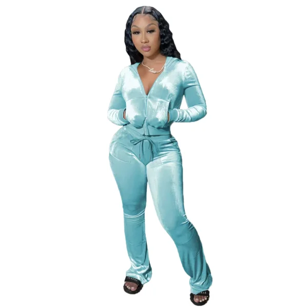 Fashionable and casual five line Korean fleece hooded cardigan, two pieces