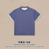 230G Retro Two-Tone Short-Sleeved T-Shirt for Men, Commuting American Style, Unisex Colorblock Layering Top