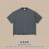 BOXY Ba Jia Stir fried Snowflake Short Sleeve 350G Heavy duty Water Washed Used Hand Cut Short Sleeve T-shirt