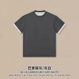 230G Retro Two-Tone Short-Sleeved T-Shirt for Men, Commuting American Style, Unisex Colorblock Layering Top