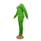 Cotton solid color long sleeved pants, leggings, sports suit