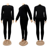 Cotton solid color long sleeved pants, leggings, sports suit