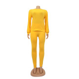 Cotton solid color long sleeved pants, leggings, sports suit