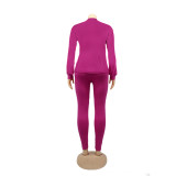 Cotton solid color long sleeved pants, leggings, sports suit