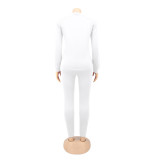 Autumn and winter round neck solid color long sleeved sweatshirt sports suit