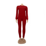 Cotton solid color long sleeved pants, leggings, sports suit