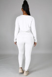 Autumn and winter round neck solid color long sleeved sweatshirt sports suit