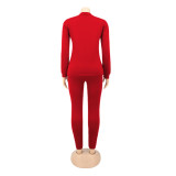 Autumn and winter round neck solid color long sleeved sweatshirt sports suit