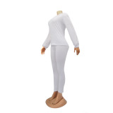Cotton solid color long sleeved pants, leggings, sports suit