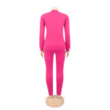 Autumn and winter round neck solid color long sleeved sweatshirt sports suit