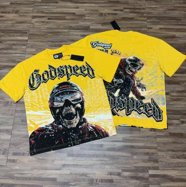 Godspeed Cross border American Rock Street Washed Vintage Style Short Sleeve T (Craft Printed) Fabric: 32 count combed double yarn weighing 240 grams