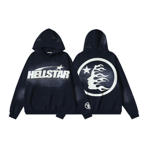 Hellstar Hell Star Faux Fur Washed Vintage Hooded Streetwear Sweatshirt Fabric: 380 grams pure cotton looped fabric