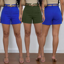High waisted blue suit shorts for women in spring and summer, elegant and slimming, wide leg shorts