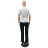 Casual Fashion Sports Set, Diamond Hot Short Sleeve Pants, Two Piece Set
