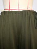 Lazy style high waisted casual versatile hanging drawstring loose wide leg pants