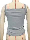 Y2K sexy gray adjustable buckle strap V-neck slim fit summer daily vest