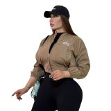 Alo Spring and Autumn new letter jacket embroidered short loose and versatile casual jacket