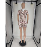 Snake Ripple Dot Leopard Print Short Sleeve Shorts Sexy Set