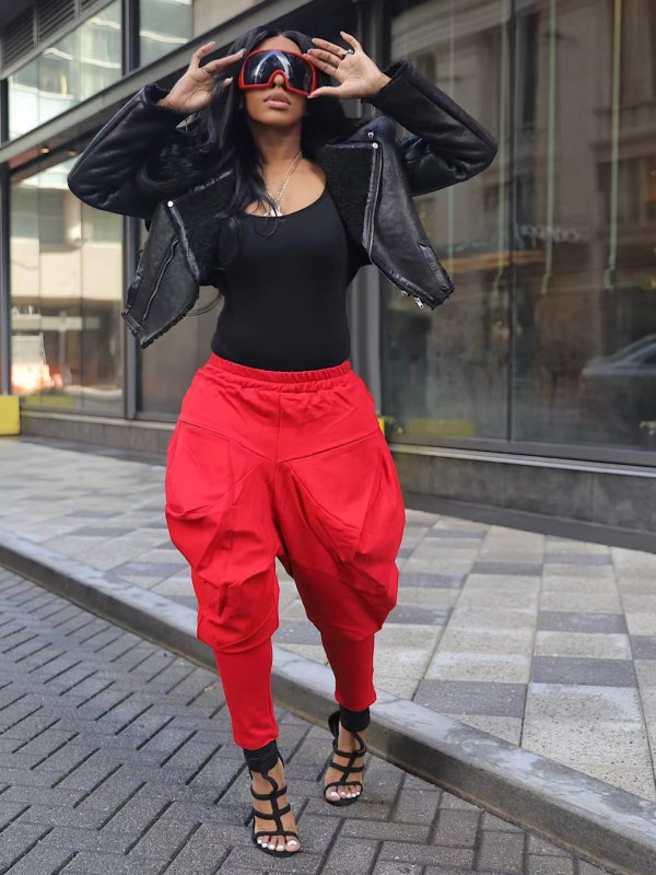 High waisted Haren pants, women's carrot pants, slim and wide leg casual dad pants