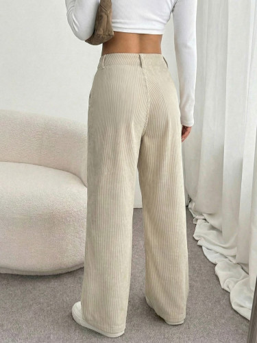 High waisted wide leg casual pants that look slim, versatile, and minimalist