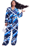 Casual wide leg pants abstract pattern pants set
