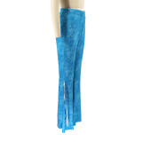 Slim fit plush printed women's tassel casual pants with flared bottom