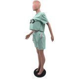 ALO Summer New Product Fashion Trend Set, Casual Solid Color Two Piece Set