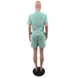 ALO Summer New Product Fashion Trend Set, Casual Solid Color Two Piece Set