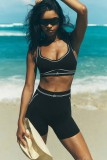 High-elasticity High-waisted Embroidered Letter Fitness Yoga Shorts Vest Set