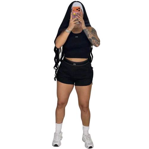 Casual Sports Elasticated Vest Shorts Set with Zip-up Pockets