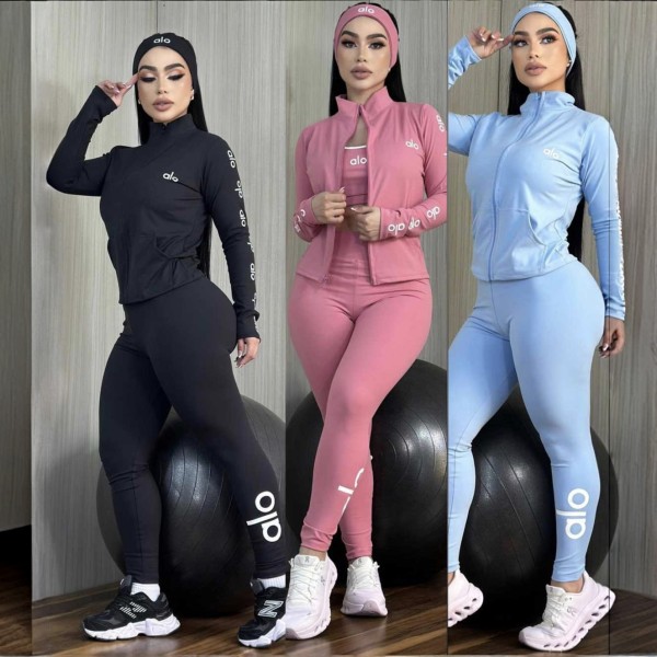 High-elasticity Fitness Yoga Letter Three Piece Sportswear Set
