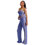 Color-blocking Fashion Two-Piece Set with Trimmed Edges