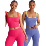Color-blocking Fashion Two-Piece Set with Trimmed Edges