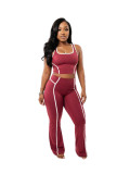 Quick drying high waisted contrasting sports yoga pants, casual sports pants, micro flared wide leg pants