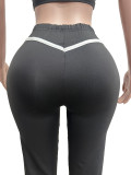 Quick drying high waisted contrasting sports yoga pants, casual sports pants, micro flared wide leg pants